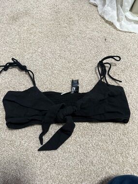 ASOS Black Tie-Front Crop Top with Adjustable Shoulder Ties